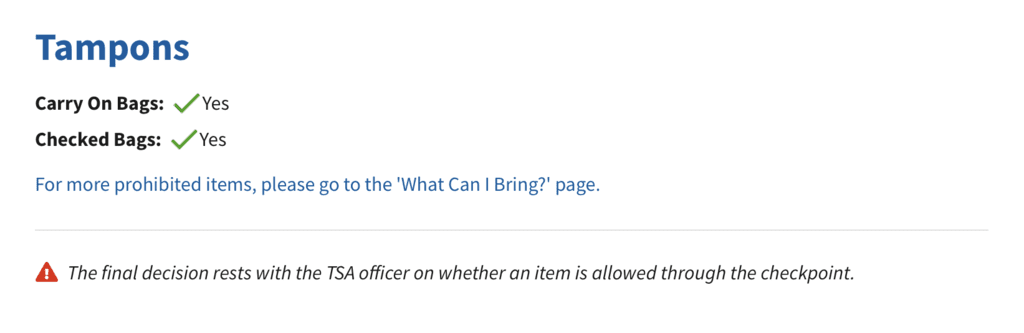 Can You Bring Sanitary Pads Or Tampons On A Plane?