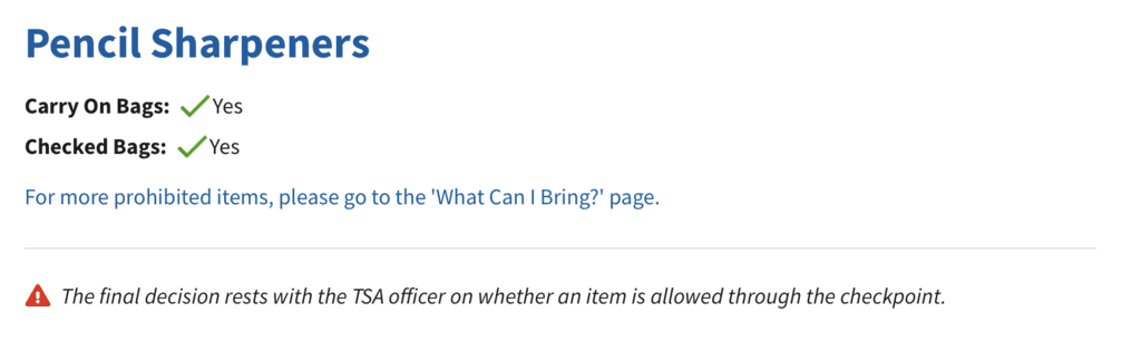 Can You Bring A Pencil Sharpener On A Plane?