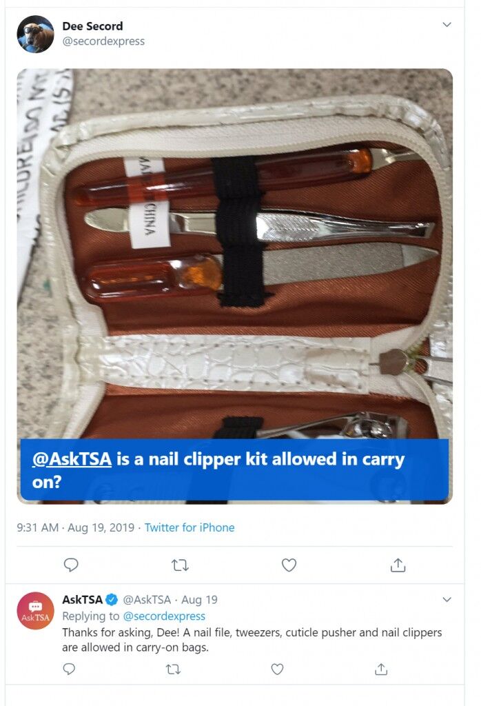 Can i pack nail clippers in store my carry on