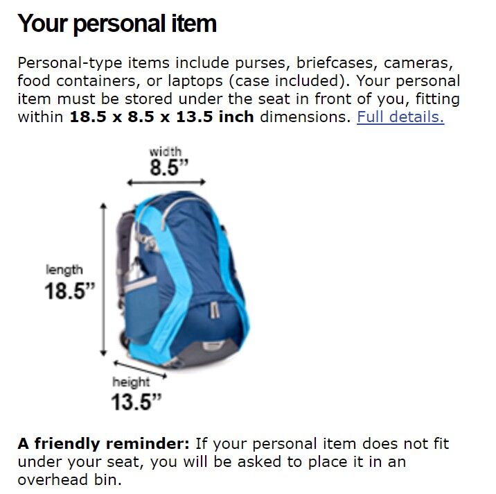 backpack for personal item on plane