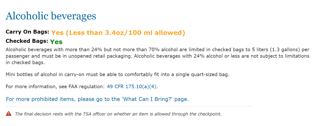 tsa liquor carry on