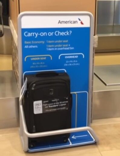 American airlines cheap international baggage size