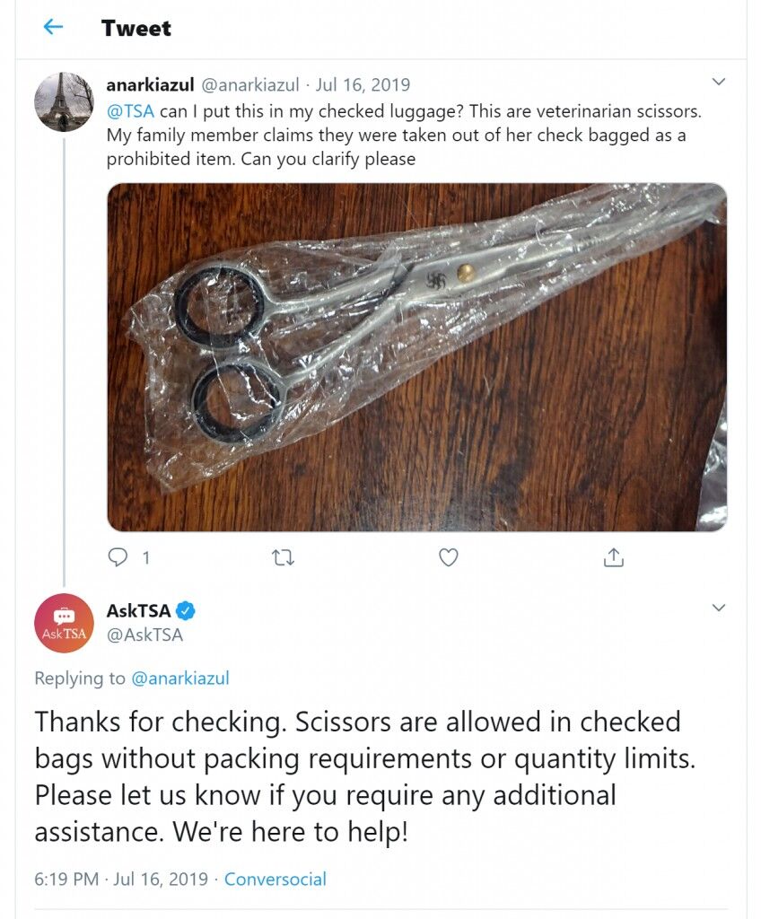 What does TSA mean by pivot point when talking about shears/scissors in  carry-on luggage? - Travel Stack Exchange