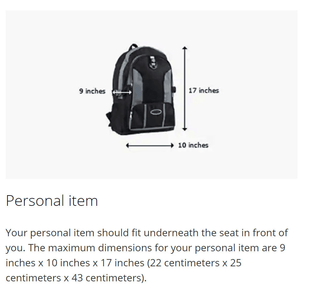 united basic economy personal bag