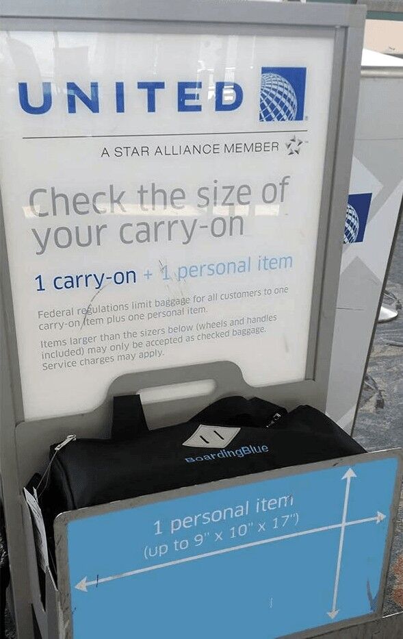 airplane personal item dimensions