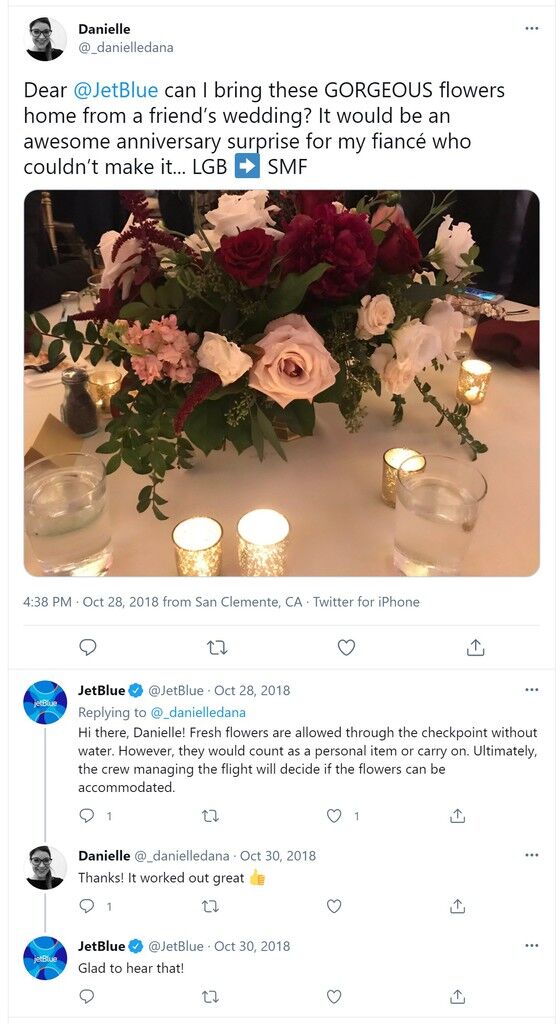 can you board a plane with flowers