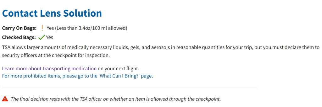 Can I Bring Contact Lens Solution On A Plane? (TSA Rules)