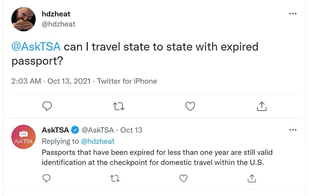 tsa expired passport domestic travel