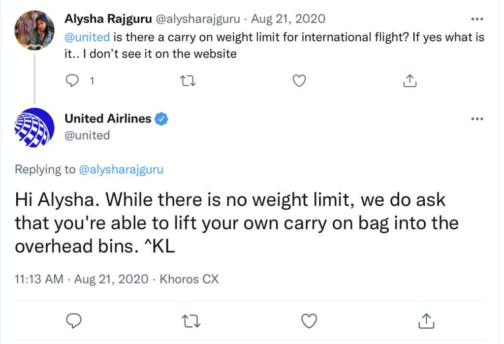 united carry on weight 2020